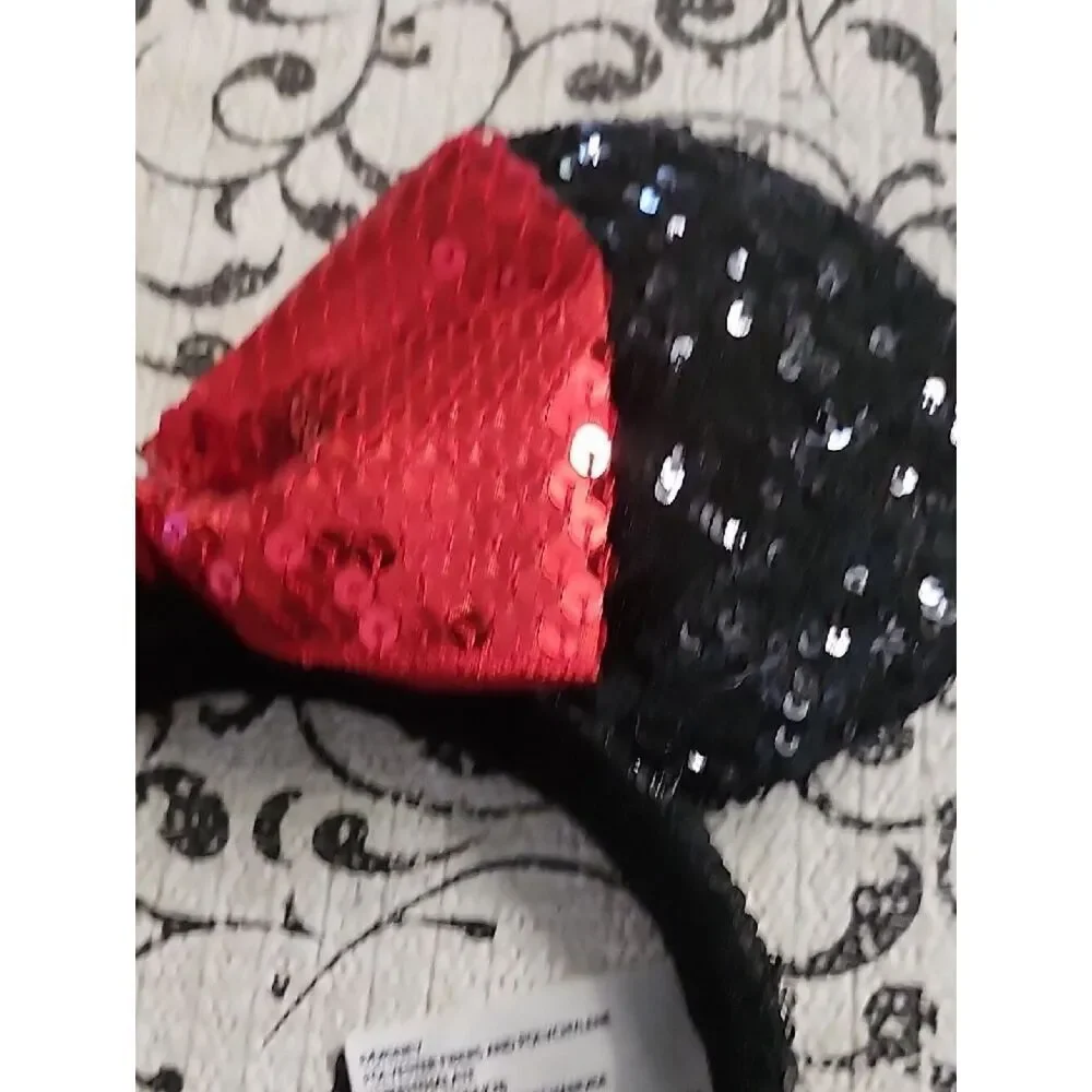 Disney Parks Black and Red Sequin Ear Headband